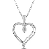 Amazon Collection Sterling Silver Diamond Heart Pendant Necklace