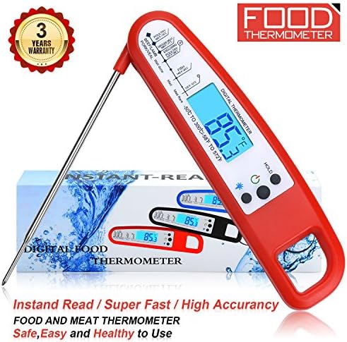 Meat Thermometer Food Thermometer Instant Read Thermometer BBQ Thermometer Grill Thermometer High Accuracy Kitchen Thermometer Digital Thermometer Cooking Thermometer for BBQ Oven Grill Candy Milk
