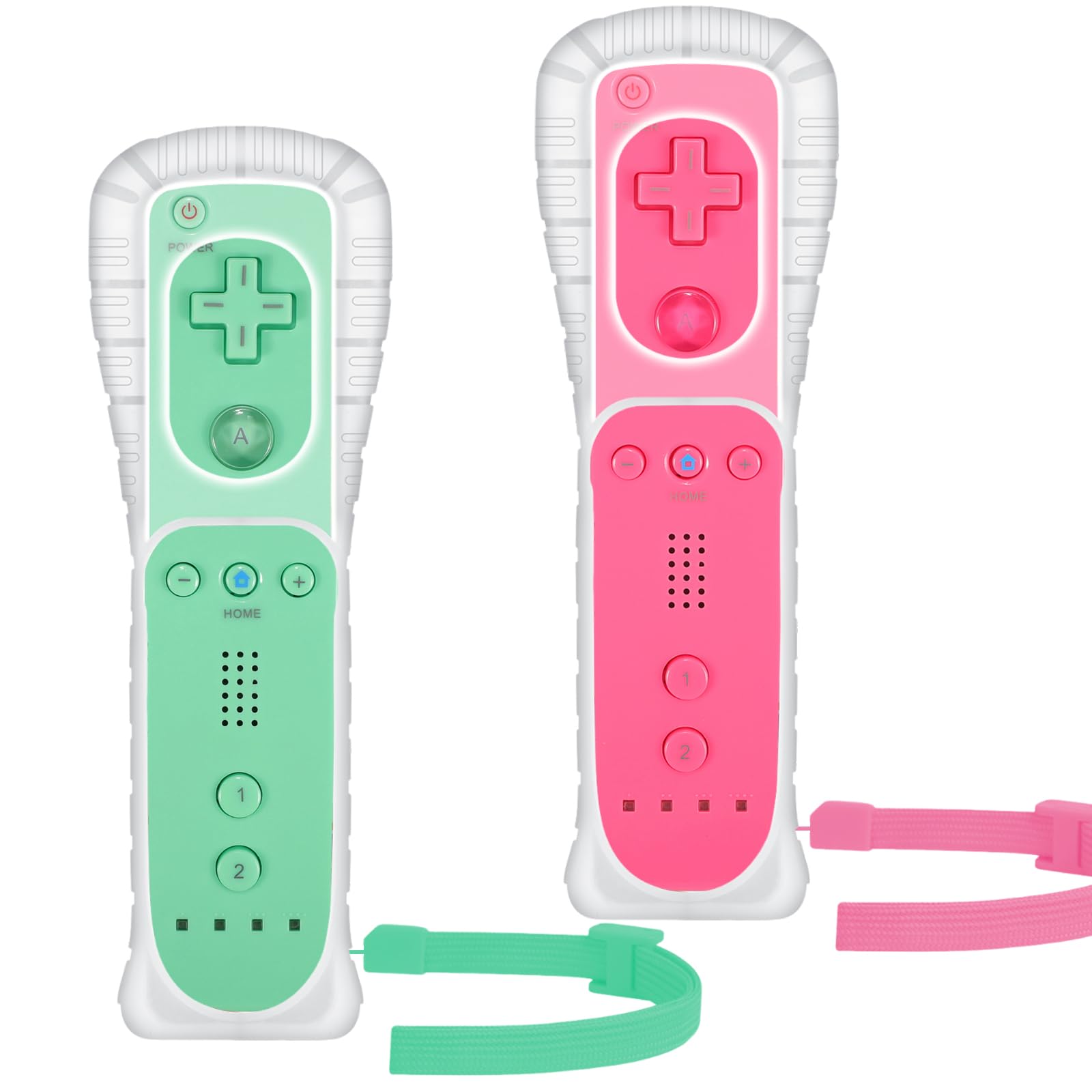 Photo 1 of Yosikr Controller for Wii, Remote Controller for Wii with Silicone Case and Wrist Strap Compatible for Wii/Wii U (2 Pack, Pink and Green)