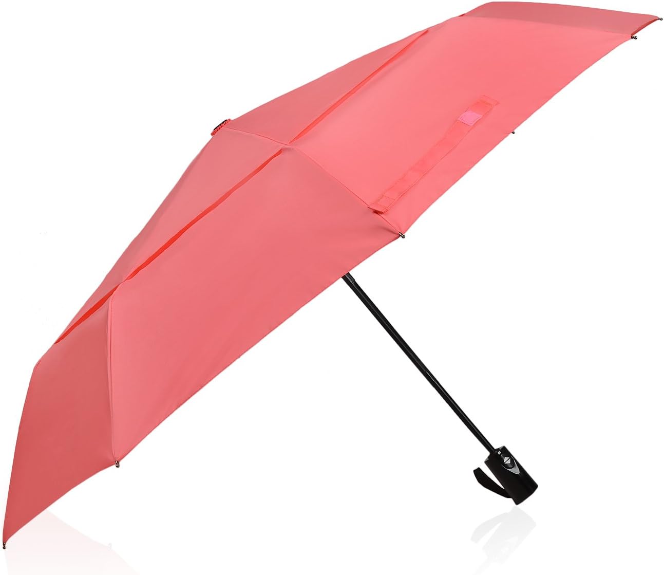 DreamTECH 8-Ribs Automatic Open/Close Folding Umbrella Red/Pink/Salmon with 42" (97 cm) and 210T Fabric Canopy Offers Wind-Proof, Double Layer Storm Protection and Innovative Easy-Fold Mechanism