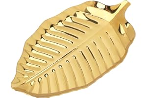 Gold Spoon Rest for Kitchen Counter, 6.7inch Gold Leaf Spoon Rest for Stove Top, Stainless Steel Kitchen Spoon Rack, Coffee S