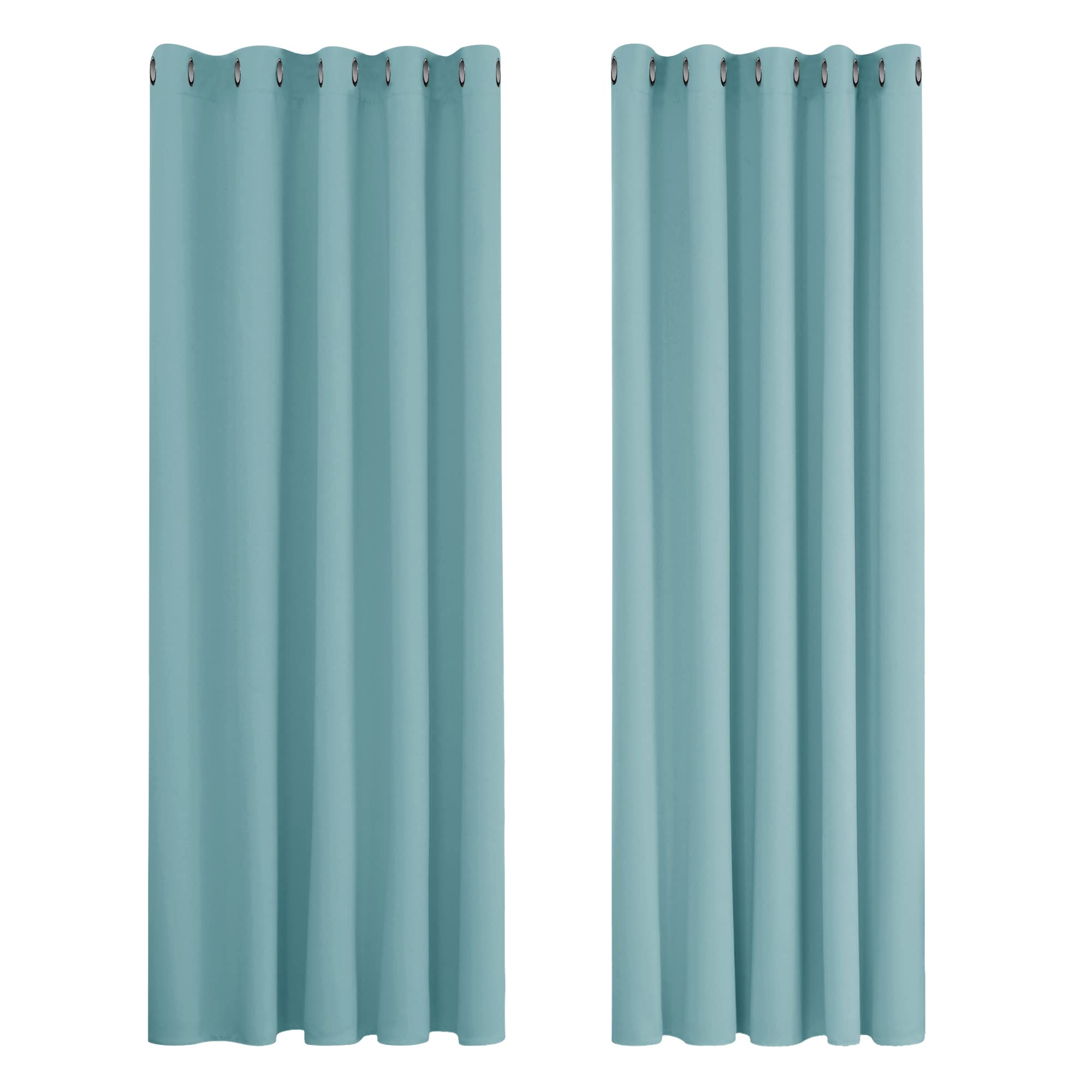 Deconovo Curtains Blue Super Soft Solid Thermal Insulated Eyelet Blackout Curtains for Bedroom 66 x 90 Inch Drop 1 Pair Sky Blue