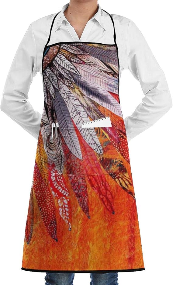 Fancy Dancer Indian Feather Aprons for Men/Women Kitchen Chef Apron