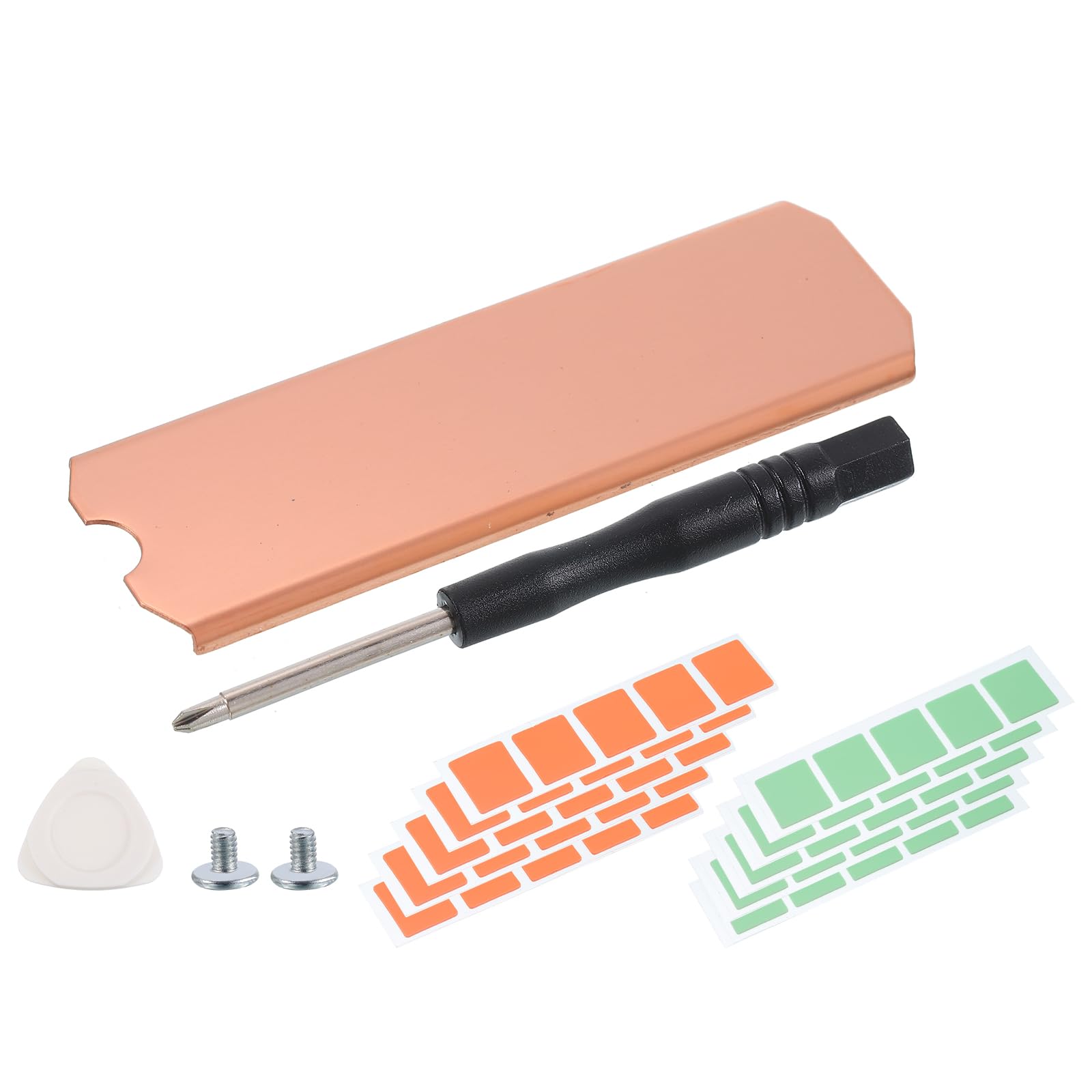 uxcell 1 Pack M.2 2280 SSD Heatsink Cooler Copper Heat Sink with Silicone Thermal Pads,Triangle Pry Tool,Screwdriver,Screws,Copper Tone