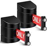Barydat 2 Pcs 16.4 ft Retractable Barrier, Authorized Access Only, Black | Crowd Control Safety Belt, ABS Case, Caution: Authorized Access Only, Grocery Retail Store Stadium School, Easy to Install