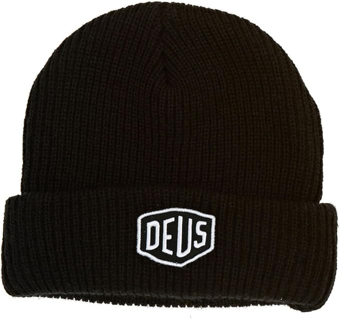 Amazon デウスエクスマキナ Deus Ex Machina デウス キャップ ニット帽 黒 メンズ レディース ユニセックス Shield Beanie ニットキャップ ニット帽子 帽子 ビーニー 男女兼用 ストリート ロゴ Logo ワッペン Dmw ニット 通販