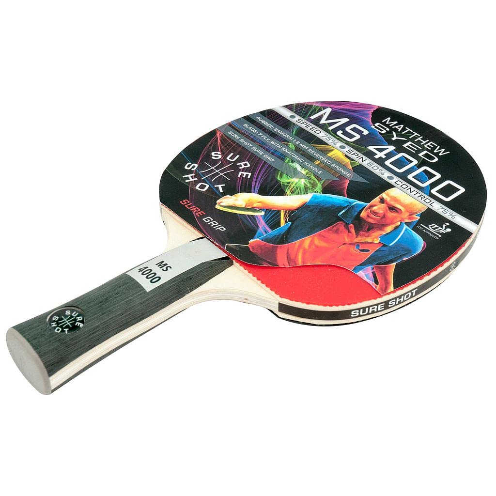 Sure Shot Matthew Syed MS-4000 Table Tennis Bat, ITTF Approved 1.8 mm Samurai Rubber