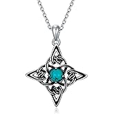 BETHZA Genuine Turquoise Cross Necklace for Women 925 Sterling Silver Celtic Cross Pendant Irish Cross Pendant Necklace Gifts for Birthday Christmas,18+2"