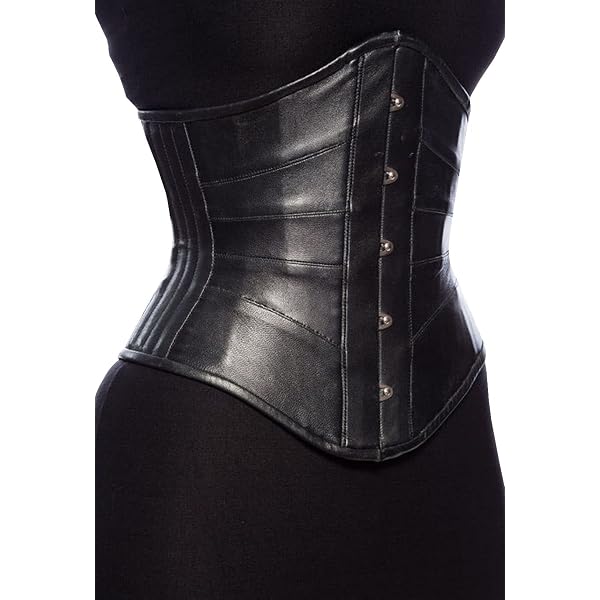 Black PVC Underbust Waist Cincher Corset - Full Steel Boned, Sizes XXS To 4XL (C18P)