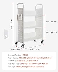 VEVOR Rolling Library Book Cart, 330 lbs