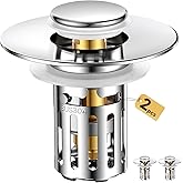 (2 Pc) Bathroom Sink Stopper-All Metal Sink Stopper-Universal Fit 99% Bathroom Sink Stopper with Removable Stainless Steel Ha