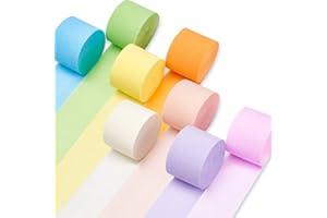 PartyWoo Crepe Paper Streamers 8 Rolls 656ft, Pack of Party Streamers in 8 Pastel Colors for Birthday Decorations, Party Deco