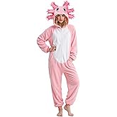Gorkonpy Axolotl Costume Adult Women Animal Onesie Pajamas Halloween Party Dress Up