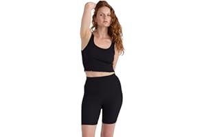 Organic Basics Womens Core Cotton Ribbed Bike ShortsShorts