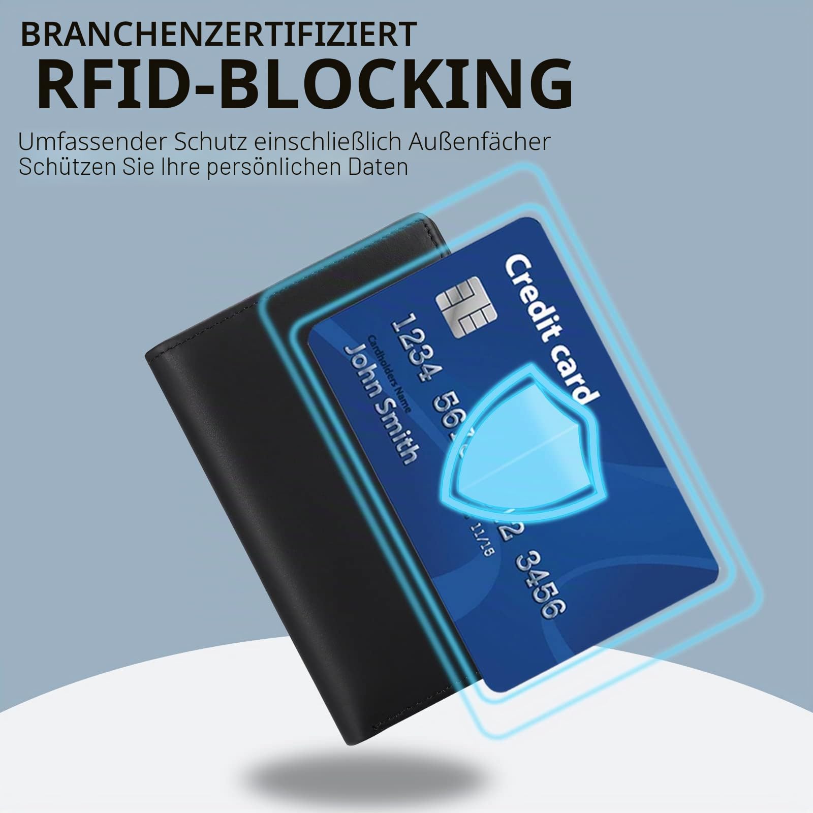SENDEFN Herren Geldbörsen mit RFID Schutz, Groß Portemonnaie Herren Leder in Hochformat, Trifold Geldbeutel Herren, Brieftasche Wallet Portmonee mit 16 Kartenfächer & Münzfach 8