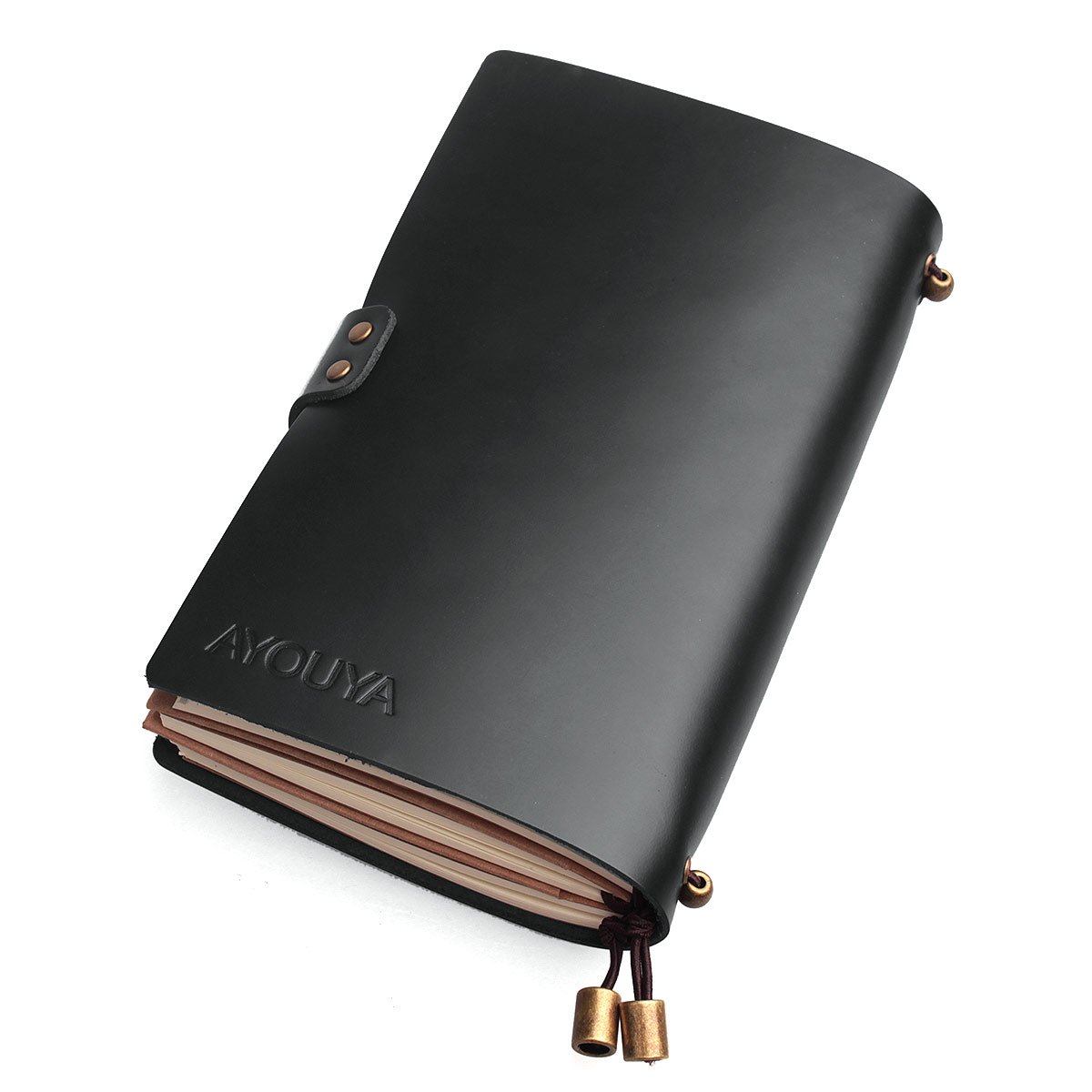 AYOUYA Leather Journal Writing Notebook Refillable Travellar Notebook Leather Notebook Paper Handmade Genuine Leather Writing Journal Diary 6.5 x 4 Inches, Perfect Gift for Art Sketchbook (black)