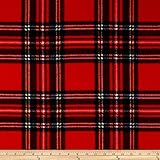 Winter Fleece Stewart Plaid Red Fabric By The Yard
