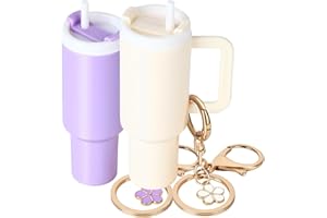Pyotivol 2pcs Mini Tumbler Keychain for Stanley Cup Cute Chapstick Holder Key Chain Charms for Women Purse Handbag Backpack