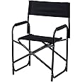 E-Z UP Standard Height Directors Chair, Seat 17.5” High, Padded Armrests and Storage Bag, Black