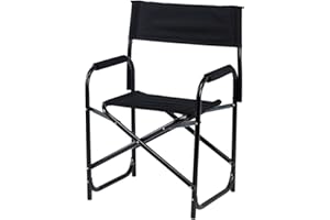 E-Z UP Standard Height Directors Chair, Seat 17.5” High, Padded Armrests and Storage Bag, Black
