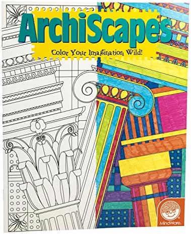 MindWare - Stained Glass Archiscapes Coloring Book - 23 Unique Puzzles - Teaches Creativity and Fosters Imagination