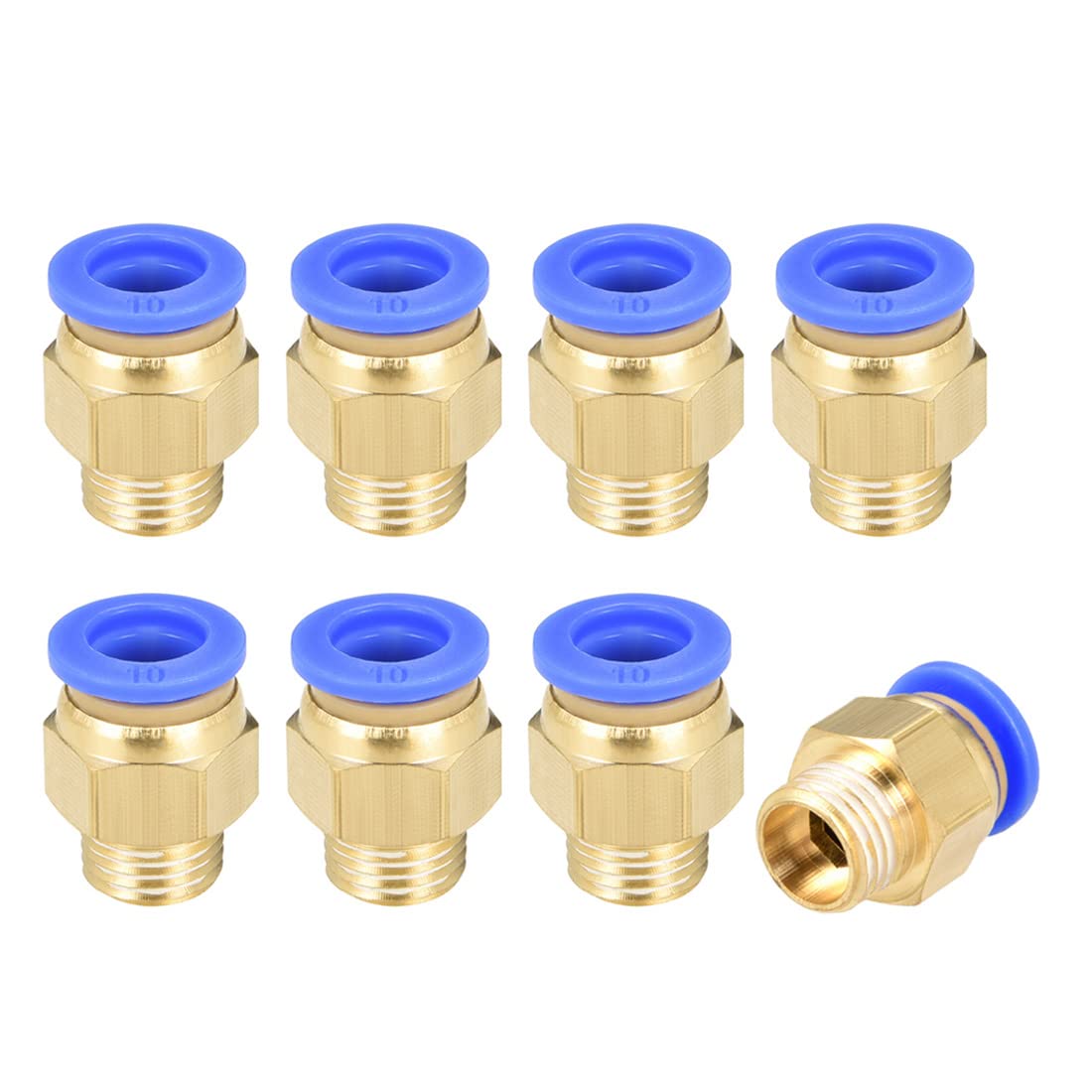 sourcing map Straight Pneumatic Push to Quick Connect Fittings G1/4 Male x 10mm Tube OD 8pcs