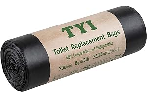 TYI 【Upgrade】Portable Toilet Bags for Camping, 20 Count Toilet Replacement Bags, 8 Gallon, 30 Liter, 100% Biodegradeable for Use with 5 Gallon Bucket, BPI & OK compost INDUSTRIAL Certified