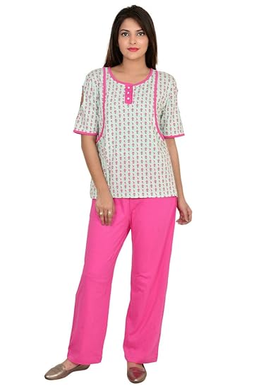 Mint Green & Fuschia Nursing Nightsuit Set