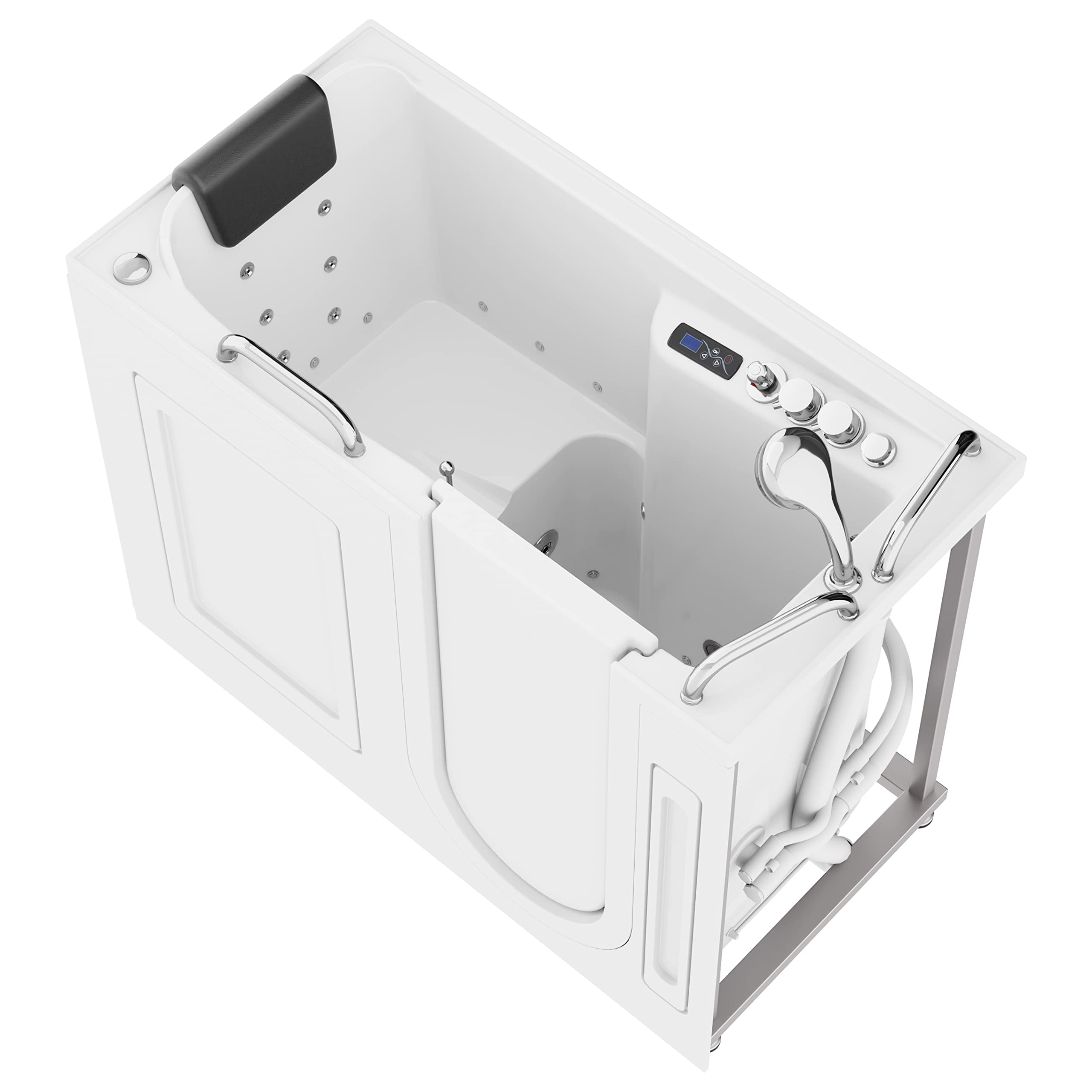 Photo 1 of ANZZI Walk In Bathtub, 53" x 27", Right-Drain, Air & Whirlpool Massage Jets, Quick Fill with 6?Setting Handheld Shower, Aromatherapy, Bath Pillow, LED Light | 2753FLWR