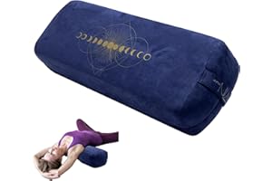 TMNOVO Yoga Bolster Pillow (Navy Suede With Gold Moon Phases)