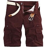 Mens Cargo Shorts Cotton Work Shorts Multi Pocket Casual Workout Shorts for Men NO Belt