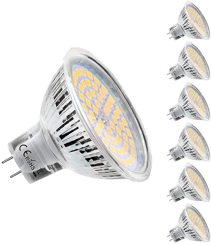 Lightone Lampadine Led MR16 12V, KDP Lampada LED GU5.3 5W Faretto Luce Bianco Caldo 2800K ,Pari
