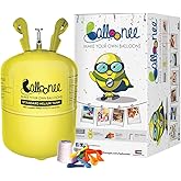 Balloonee Standard Disposable Helium Party Kit, Helium Tank for Balloons At Home, 7.5 Cu Ft Helium Balloon Pump Kit with 30 Assorted Latex Balloons, Helium Tank