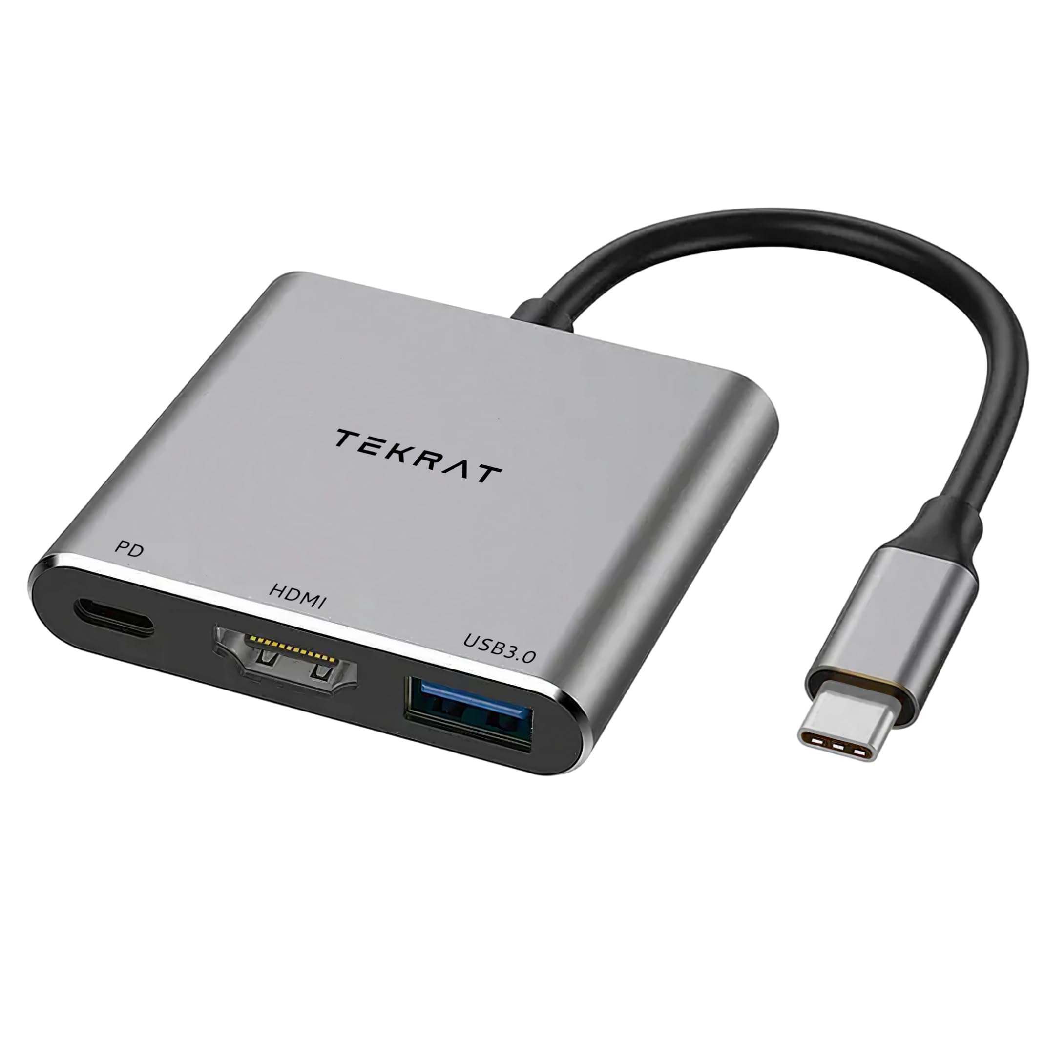 TEKRAT USB C Hub, HDMI Adapter 4K, USB C 100W PD Charging Port and USB 3.0 5Gbps, USB Multiport Adapter (3-in-1) Type C Hub for Macbook Air, Macbook Pro, iPad 2020, Dell XPS and More