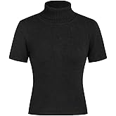 CIDER Women’s Short Sleeve Turtleneck Tops Cute Knit Slim Fit Sweater Blouses Basic Tee