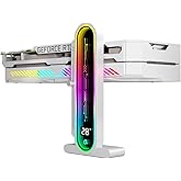 ARGB GPU Support Bracket with Temperature Display（Ambient Case Temp），5V 3pin Universal GPU Bracket，Graphics Video Card Brace with Height Adjustable，DY7-White