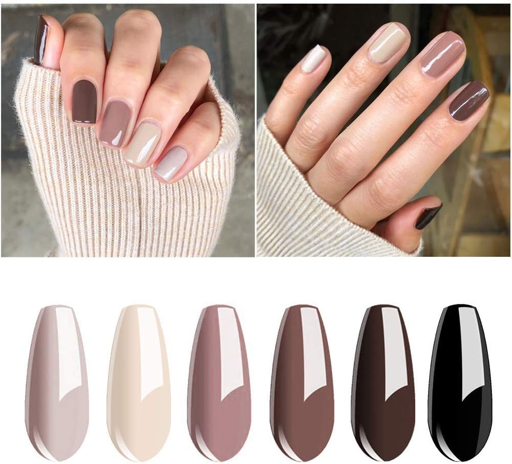 Vishine Nude Brown Collection Gel Nail Polish Set, 6 Colors, UV LED Soak Off Gel Polish 0.27 OZ 8ML, Brown, Beige, Nude - Image 3