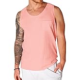 Runcati Men's Sleeveless Tank Tops Crewneck Workout Gym Cotton Muscle Pocket T Shirt