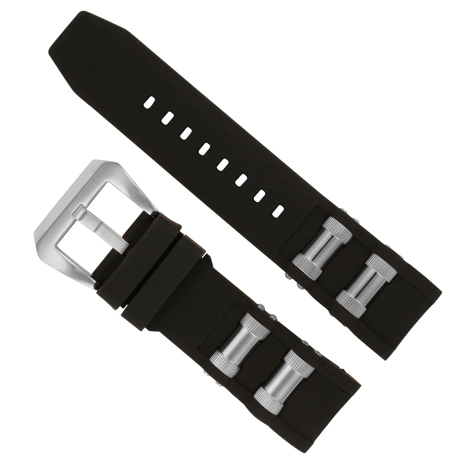 Replacement Generic Watch Band Black with Steel Inserts for Invicta