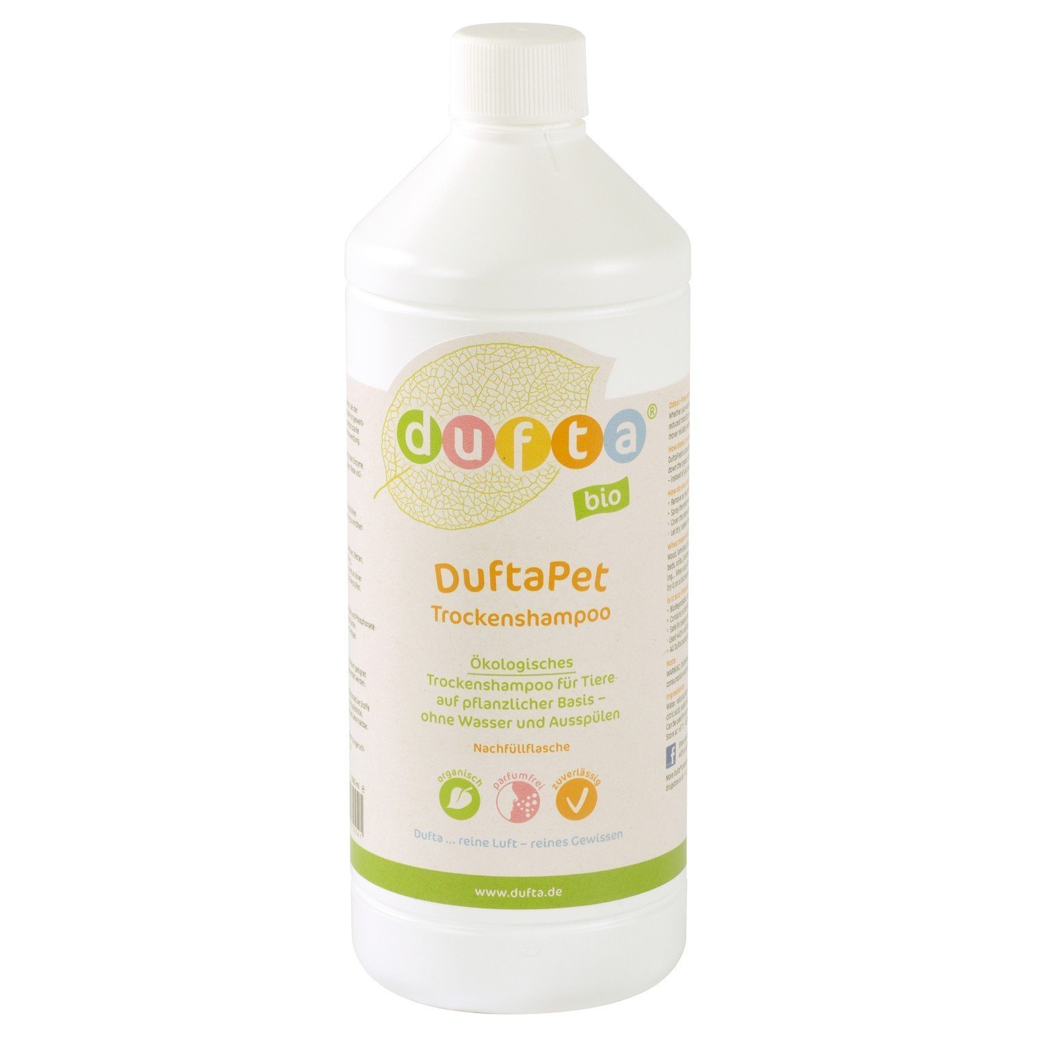 Dufta Pet Dry Shampoo for Pets 1000ml Refill Bottle - Organic - Eco Friendly - Vegan