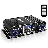 Romicta 4 Channel Bluetooth 5.0 Stereo Amplifier, 50Wx4 HiFi Power Amp, 1200W Max, USB/SD/FM, Class D Home Audio Receiver for Home Theater & Karaoke, Includes Remote & Power Adapter