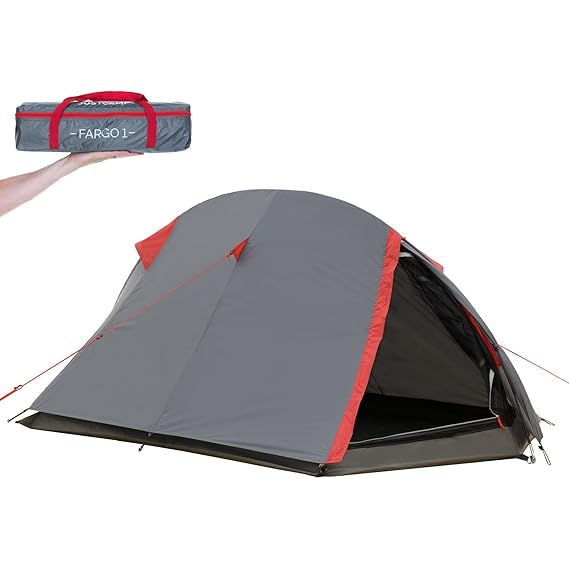 JUSTCAMP Fargo 1, 1-2 Mann Zelt, Tunnelzelt, Leicht (2700g), Kleines Packmaß, Campingzelt, Zelt für Festival, Trekkingtour