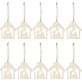 BESPORTBLE Nativity Scene Ornaments, 20Pack Wooden Nativity Scene Hanging Ornaments Nativity Christmas Tree Ornaments Keepsake The Birth of Jesus Decor Religious for Family