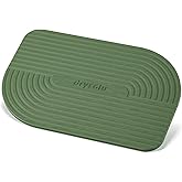 DRYSOLU Stone Bath Mat Diatomaceous Earth Bath Mat Stone Shower Mat Fast Water Drying Ultra Absorbent Pad Diatomite Mat,Non-Slip Mat for Bathroom,Kitchen,Pet,15.35x23.62in,Hard,Drak Green,1-Pack