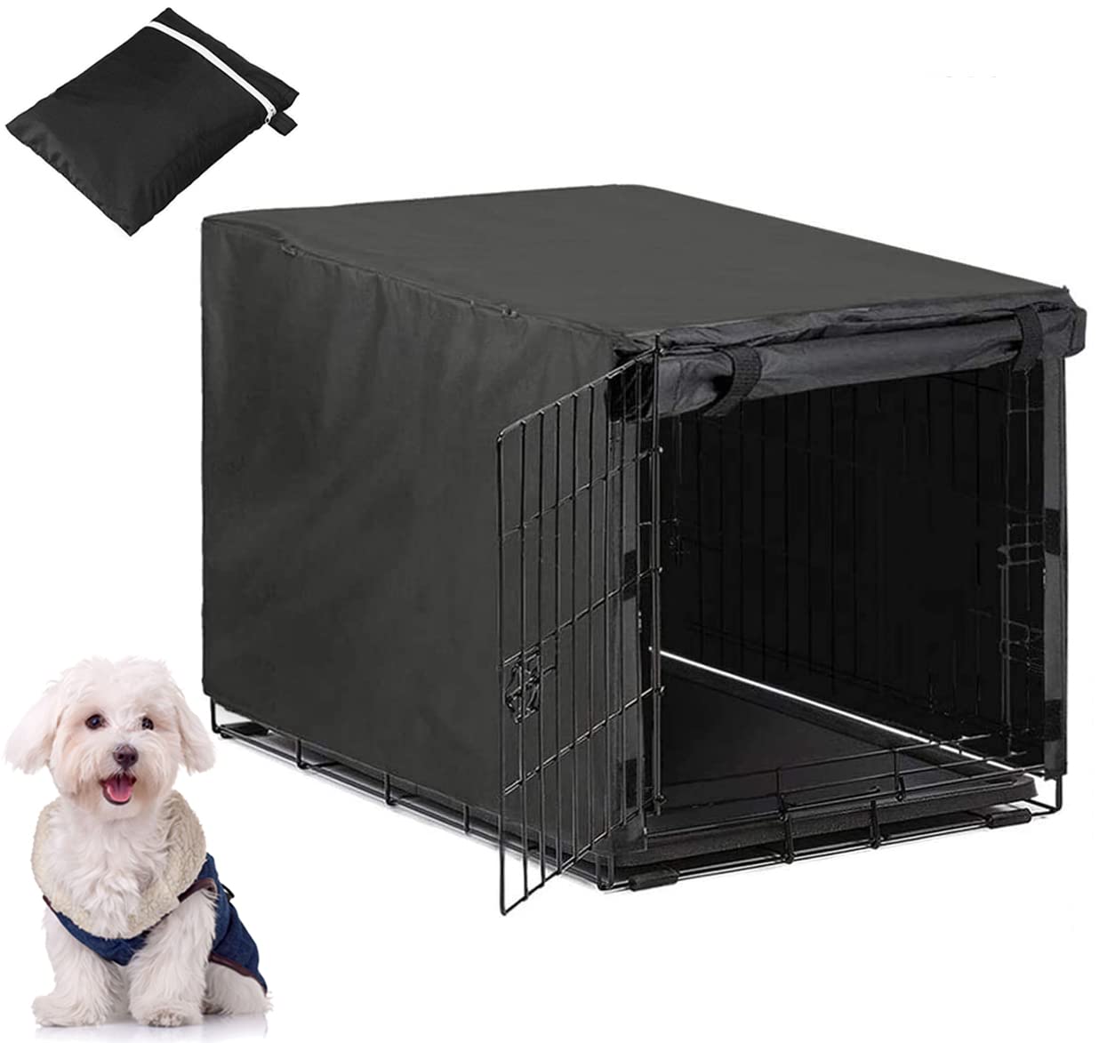 COOSOO Dog Crate Cover 48 Inch Waterproof Heavy Duty Pet Kennel Cover Breathable Door Wire Dog Crate Cover for Indoor Outdoor Protection Puppy Cage Cover Sunblock Summer/Winter Warm
