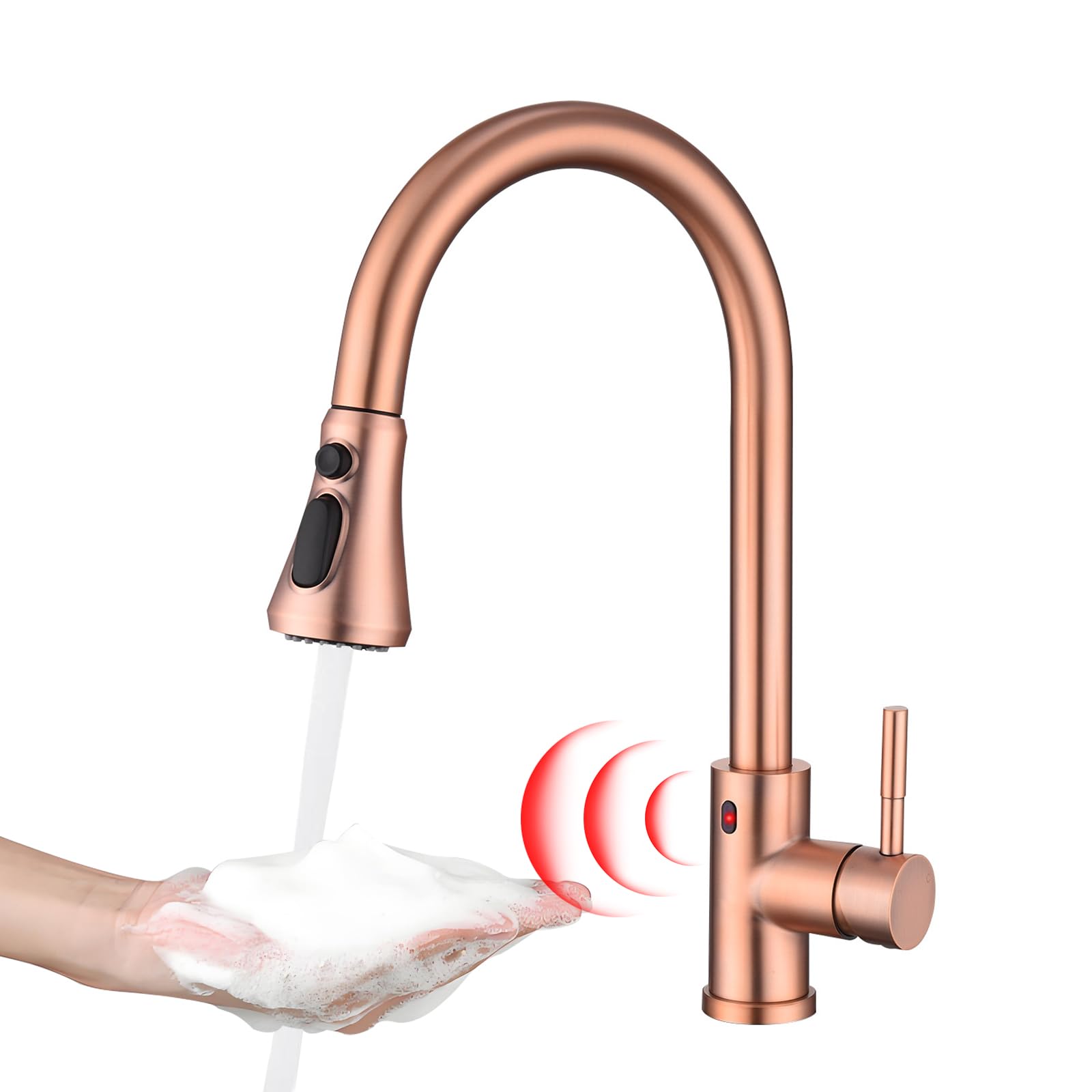 Photo 1 of TUTEW Touchless Kitchen Faucet with Pull Down Sprayer, Red Copper Motion Sensor Kitchen Sink Faucet Single Hole, Spot Resist Stainless Steel Single Handle Commercial Modern Faucet