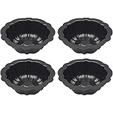 WOOPSOO 4 Pcs Fluted Mini Cake Pan Bundt Nonstick Fluted Cake Pan Carbon Steel Tube Pan Reusable Metal Oven Baking Mold with Flower Shape for Cupcake Baking