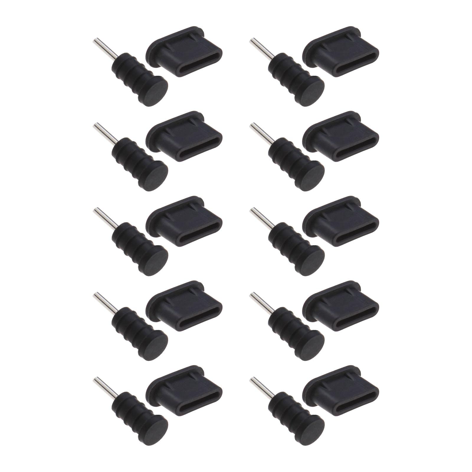 VGOL 10 Set Anti-Dust Plug Stopper Type-C and Earphone Jack 3.5mm Rubber USB C Dust Plugs Black for All Type-C Android Devices