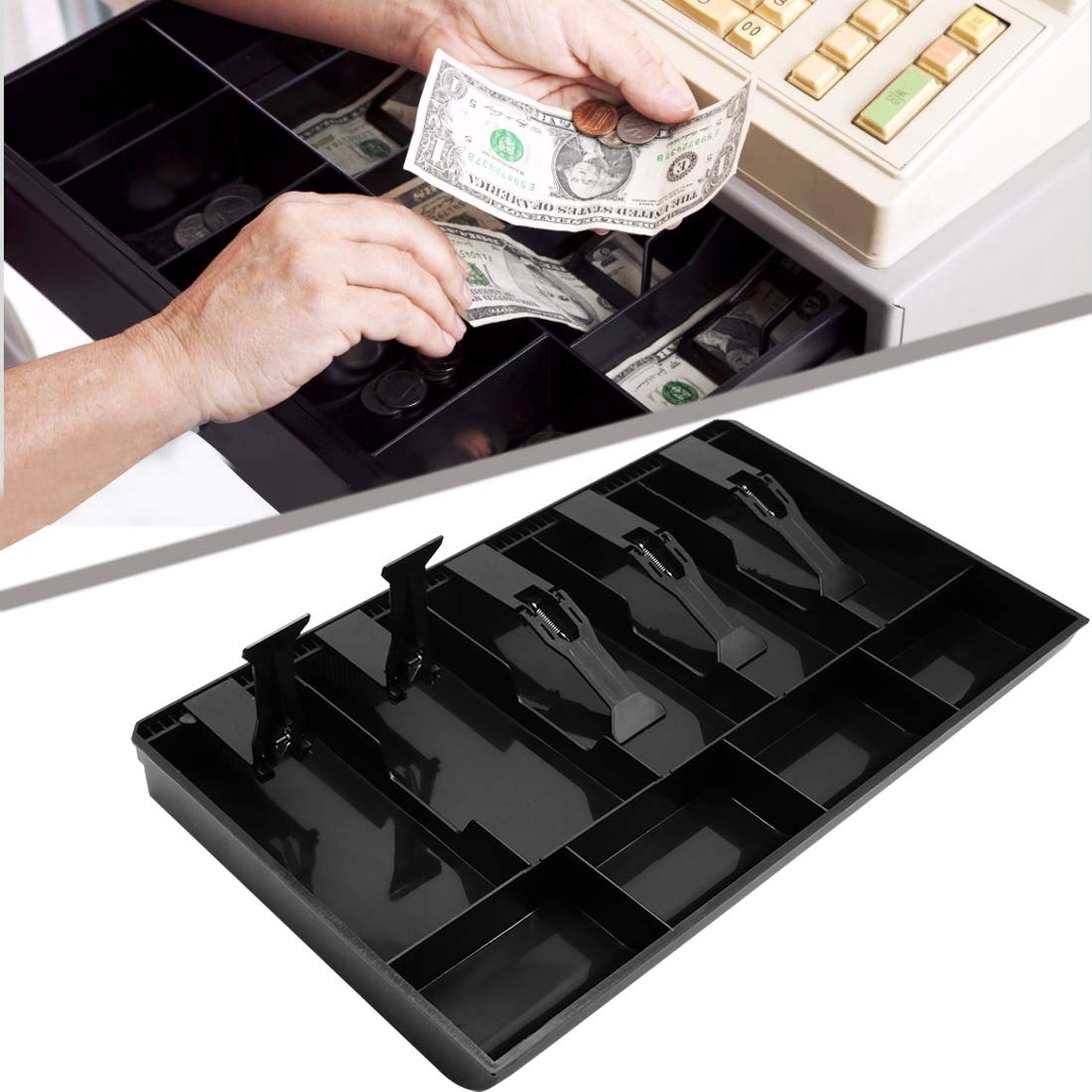 Cash Register Drawer Insert Tray With 5 Bill 4 Coin Compartments