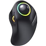 ProtoArc Wireless Bluetooth Trackball Mouse, EM03 Ergonomic RGB Rollerball Mouse Rechargeable Computer Laptop Mouse, 3 Device